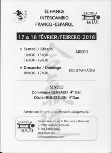 INTERCAMBIO FRANCO-ESPAÑOL  AIKIDO  17 Y 18 DE FEBRERO 2018