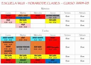 HORARIO ACTIVIDADES ESCUELA WUJI 2024-2025